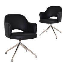 Lex Vinyl Trestle Armchairs (Set of 2)